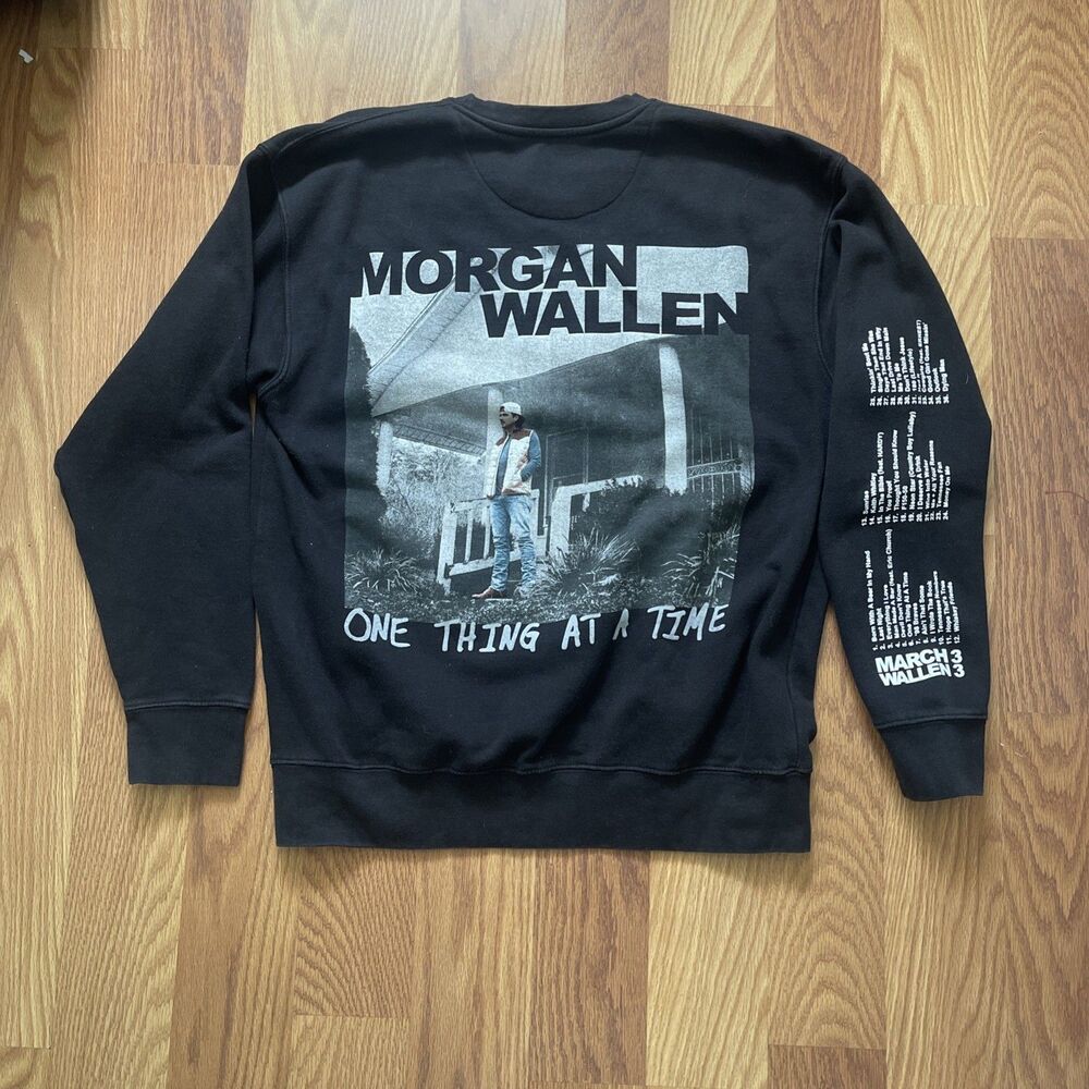 Morgan Wallen Sweatshirt Mens Large Black One Thing At A Time Tour Crewneck